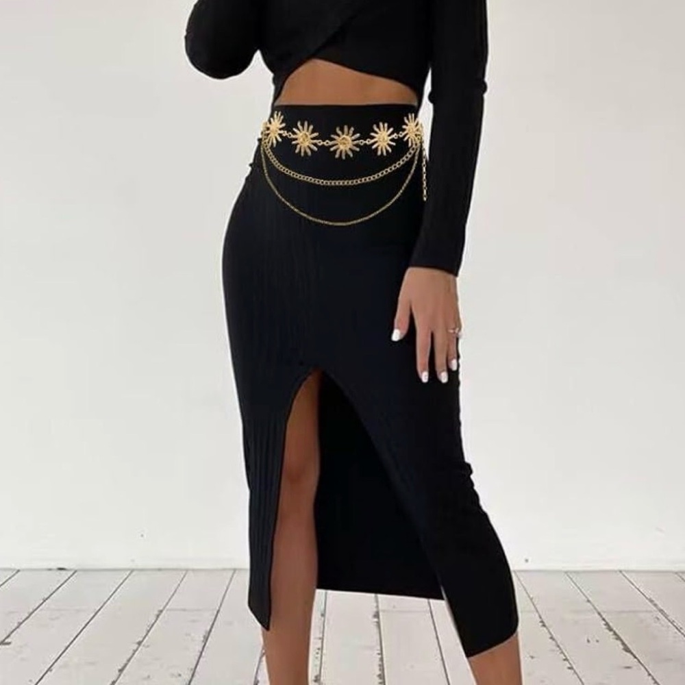 Tassel Chain Coin Belts Metal Waist Chains Belt Women Casual Fashion Accessories - Picture 2 of 2